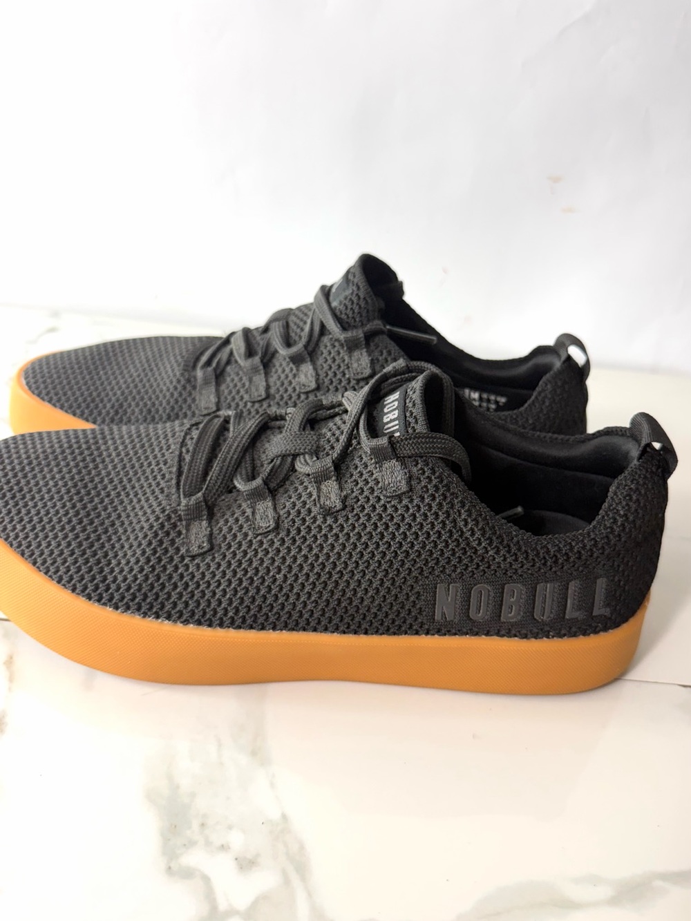 NOBULL Men’s Black Knit Trainer with Orange Midsole